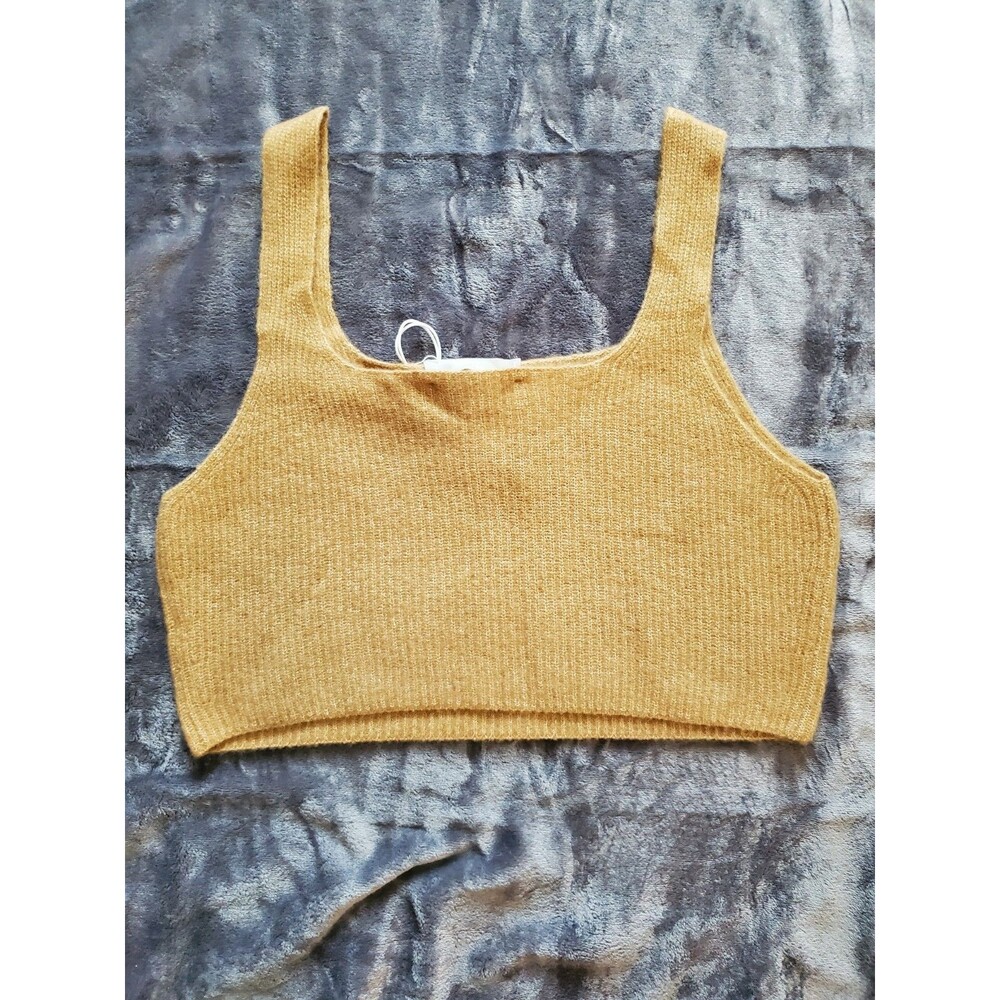 EVERLANE The Cozy Stretch Crop Top XL Color Camel Wool/Yak Soft NWT - Picture 7 of 14